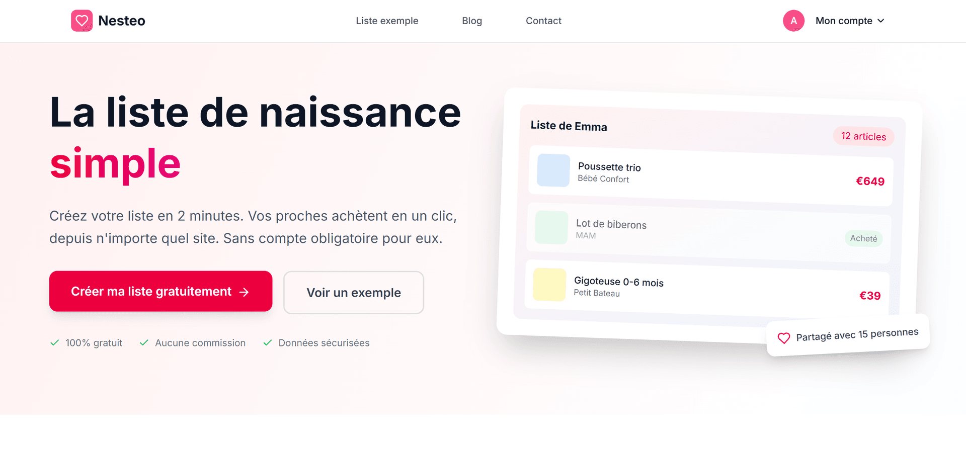 Les site internet Mes envies qui permet de créer sa liste de naissance