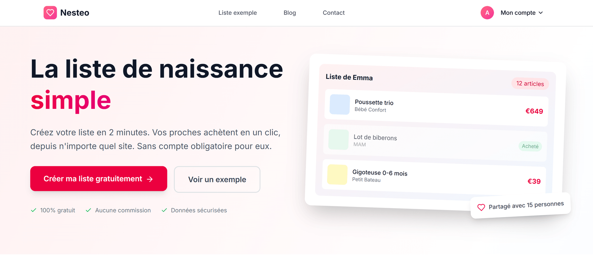Les site internet Mes envies qui permet de créer sa liste de naissance